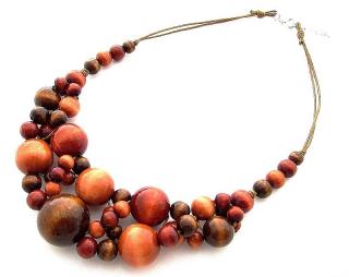 Dřevěné korále náhrdelník malý Barva: hnědá-skořicová-světle skořicová