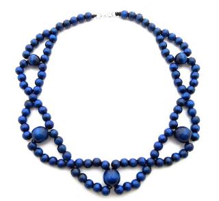 Dřevěné korále náhrdelník proplétaný Barva: modrá