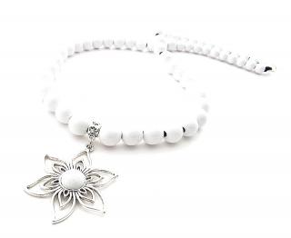 Dřevěné korále stříbrný Květ Barva: bílá