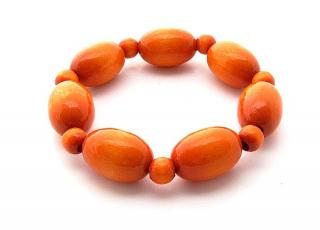 Dřevěný náramek fazolky Barva: oranžová