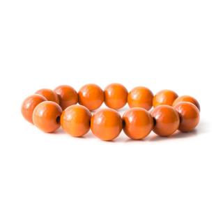 Dřevěný náramek kuličkový 15 mm Barva: oranžová