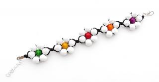 Dřevěný náramek květinky Barva: bílá-amarantová-oranžová-červená-žlutá-zelená