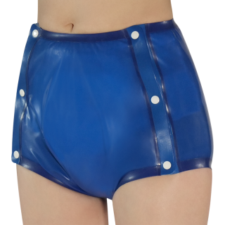 Latexové kalhoty slip forma - zapínací Barva: modré, Velikost: L  Pas 110 - 142 cm