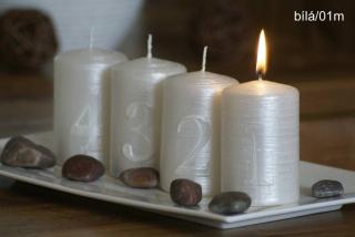 Adventní sada svíček s čísly  Alfa  Bílá - 4 ks