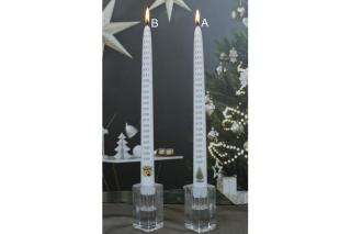 Adventní svíčka bílý kužel s kalendářem - Zvonečky (B) - 1 ks