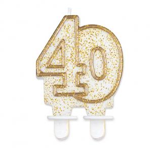 Narozeninová dortová svíčka jubilejní 40,  zlatý obrys - 1 ks