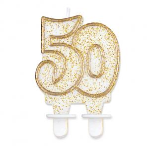 Narozeninová dortová svíčka jubilejní 50,  zlatý obrys - 1 ks