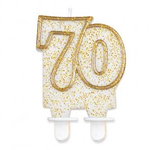 Narozeninová dortová svíčka jubilejní 70,  zlatý obrys - 1 ks