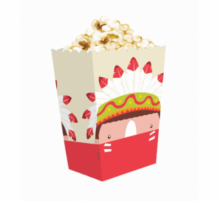 Papírová krabička na popcorn  Indiánská párty  - 4ks