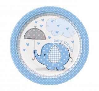 Papírové talíře  Baby Shower  modré 8 ks/18 cm
