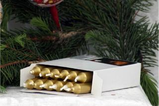 Vánoční stromečková svíčka - Zlatá 12 ks