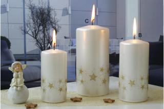 Vánoční svíčka  Starlight  bílá ( C ) 70x150mm - 1 ks