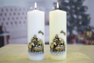 Vánoční svíčka - Svatá rodina - bílá (A) - 1 ks