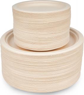 100ks HAAGO jednorázových talířů z cukrové třtiny a bambusu