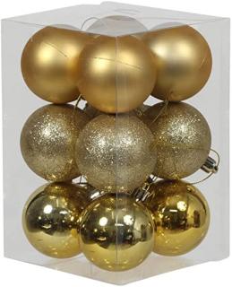 12ks vánoční baňky zlaté - mix třpytky, matné a lesklé, Ø 60 mm