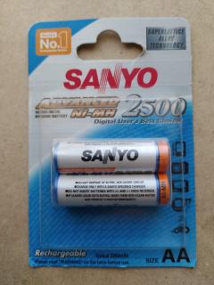 2ks AA nabíjecí baterie NiMH SANYO 2500mAh