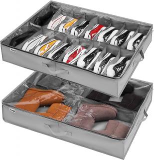 2ks Box pod postel / do skříně na boty s průhledným víkem, 20 přihrádek