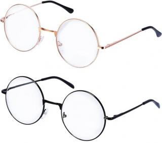 2ks kulaté vintage brýle, černé, zlaté, retro