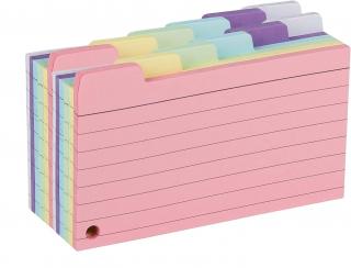 300ks barevné linkované kartotékové / revizní karty, 6 barev