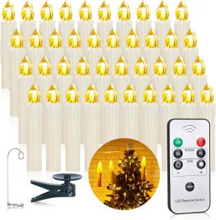 40ks vánočních bezdrátových LED svíček s dálkovým ovládáním