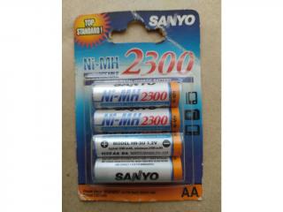 4ks AA nabíjecí baterie NiMH SANYO 2300mAh