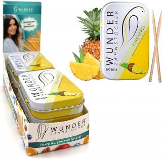 6bal WUNDER březová zubní párátka s příchutí ananas, ústní hygiena