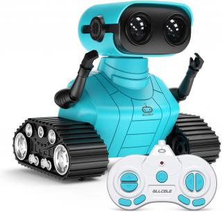 ALLCELE robotická hračka s LED očima a zajímavými zvuky, modrá