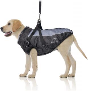 BELLA & BALU Zimní bunda pro psy s podšívkou, šedá, nastavitelný popruh Velikost: M