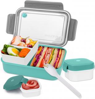 Bento box na oběd s přihrádkami 1400ml, zelený