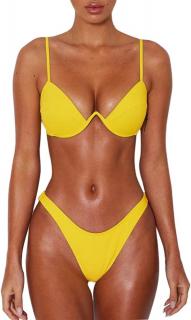 CheChury® dámské dvoudílné plavky v brazilském střihu, žluté, M