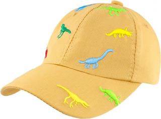 Dětská baseballová čepice s dinosaury, 2-4 roky, žlutá