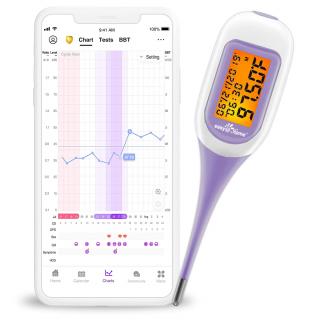 Easy@Home Bazální teploměr sledování ovulace s aplikací Premom, fialový