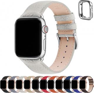 Fullmosa kožený pásek pro Apple Watch, 42/44/45, béžový