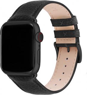 Fullmosa kožený pásek pro Apple Watch, 42/44/45, černý