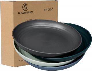 Greentainer 4ks nerozbitné PP talíře 22,3 cm, nejen do karavanu, hluboké