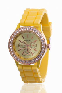 Hodinky Geneva Crystal Gold GCG012 žluté