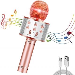 Karaoke Bluetooth mikrofon 4v1, růžovozlatý