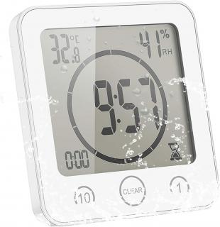 LCD digitální koupelnové hodiny 4v1, bílé