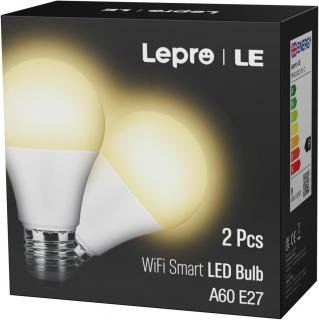 Lepro 2ks chytrá žárovka E27, 9W, Wi-Fi, 806 lm, 2700K