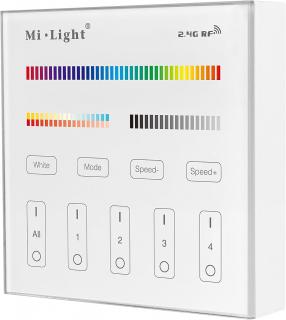 LIGHTEU®, Milight/Miboxer bezdrátový RGB+CCT nástěnný ovladač, 2,4G, 4zónový, T4