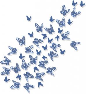 Luxbon 100ks dekorace 3D motýl na zeď, modrá