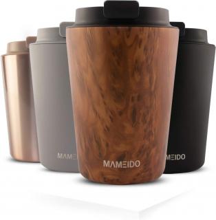 MAMEIDO termoska 350ml na kávu a čaj, imitace dubového dřeva