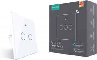 MoesGo Smart vypínač, WiFi + RF433, Alexa a Google Home, 2 spínače