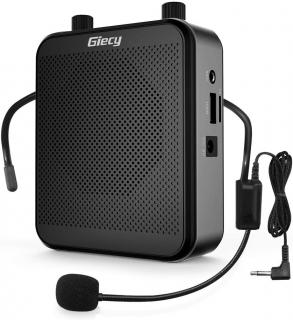 Multifunkční hlasový zesilovač s mikrofonem a reproduktorem, Bluetooth, černý (ND)