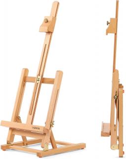 Přenosný malířský a prezentační stojan 64 cm s H rámem, pro plátna do 40 cm, bukové dřevo