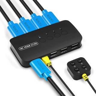 Přepínač HDMI KVM pro 4 počítače, USB, 4K@30Hz