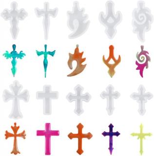 Pryskyřičné formy, 10 druhů forem na odlévání šperků ve tvaru kříže