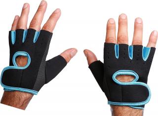 Půlprstové cyklistické rukavice, prodyšné, S, modré, unisex