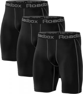 Roadbox 3ks pánských kompresních šortek, rychleschnoucí spodní prádlo, černé Velikost: 3XL