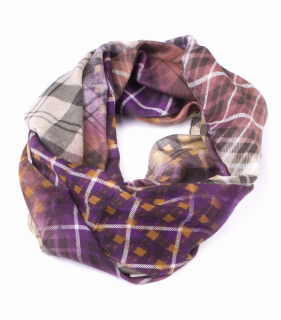 Šátek kostkovaný - fialovožlutý